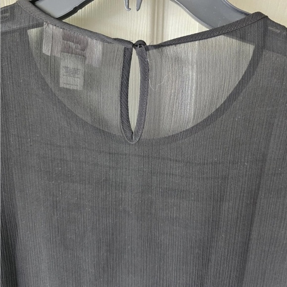 Loft Ann Taylor Sheer Blouse XS Black 3/4 Sleeves See Thru Pleated Front Y2k - Picture 11 of 11